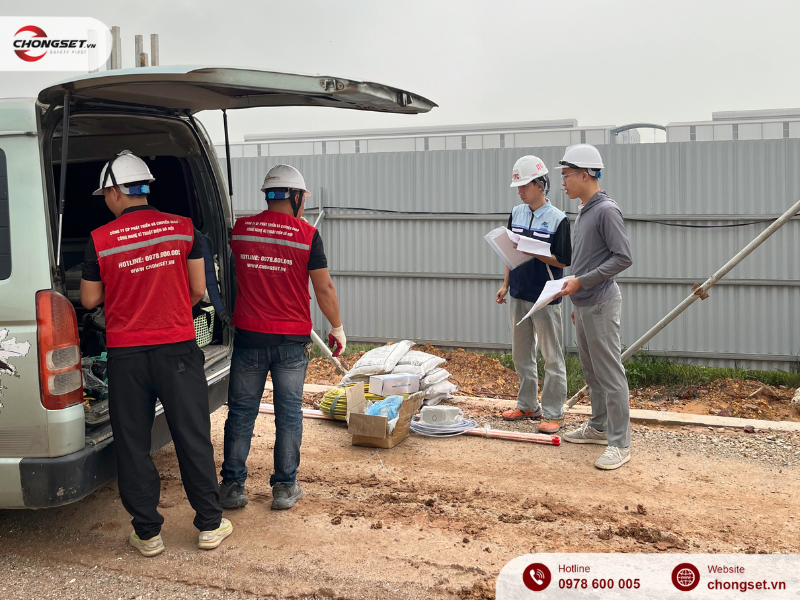 Bàn giao vật tư cho chủ đầu tư trước thi công bãi tiếp địa