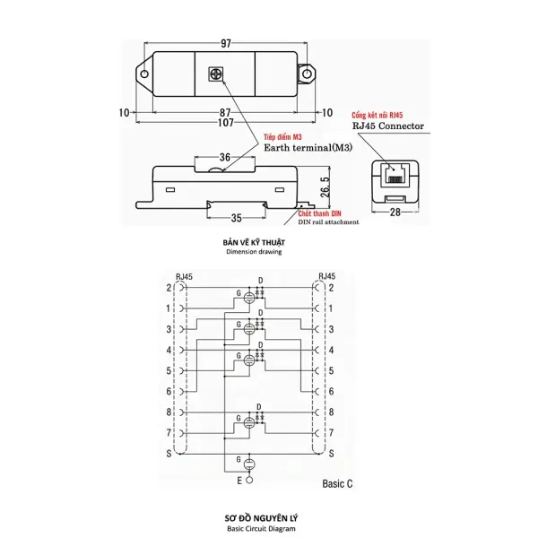 Thiết bị chống sét lan truyền OTOWA đường tín hiệu mạng, camera OLA-1000POE - 8